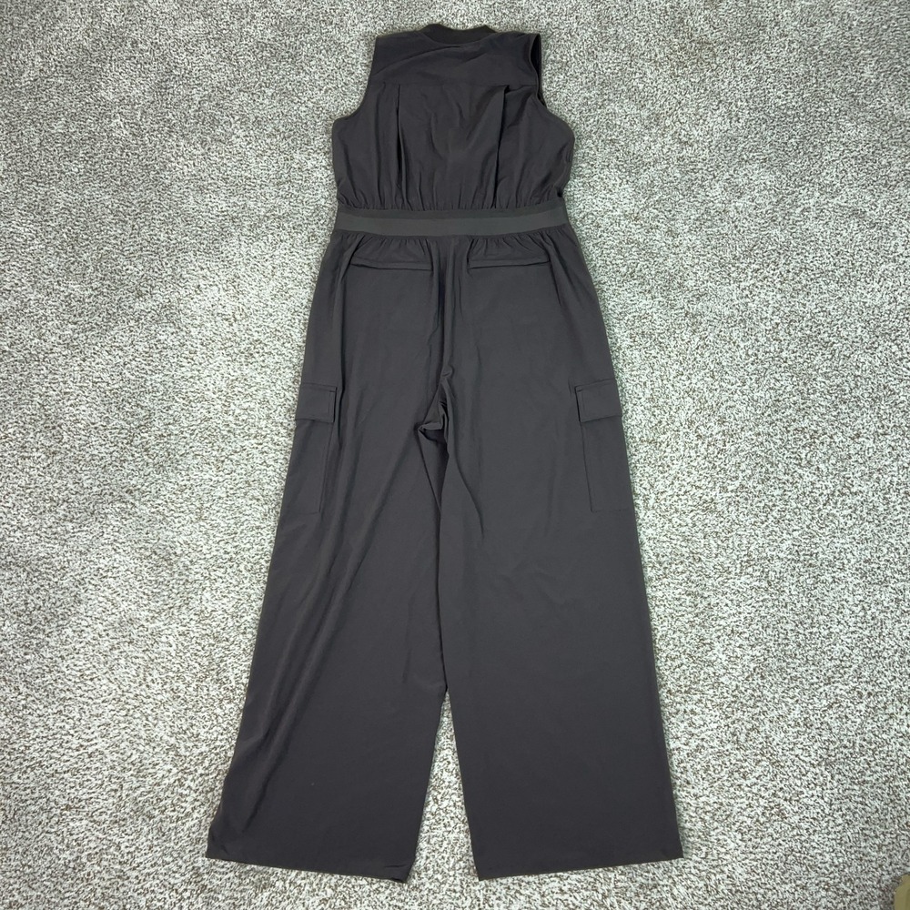 Athleta Jumpsuit Womens 10 Gray Brooklyn Utility Wide Leg Zip Pockets Travel - Picture 15 of 16